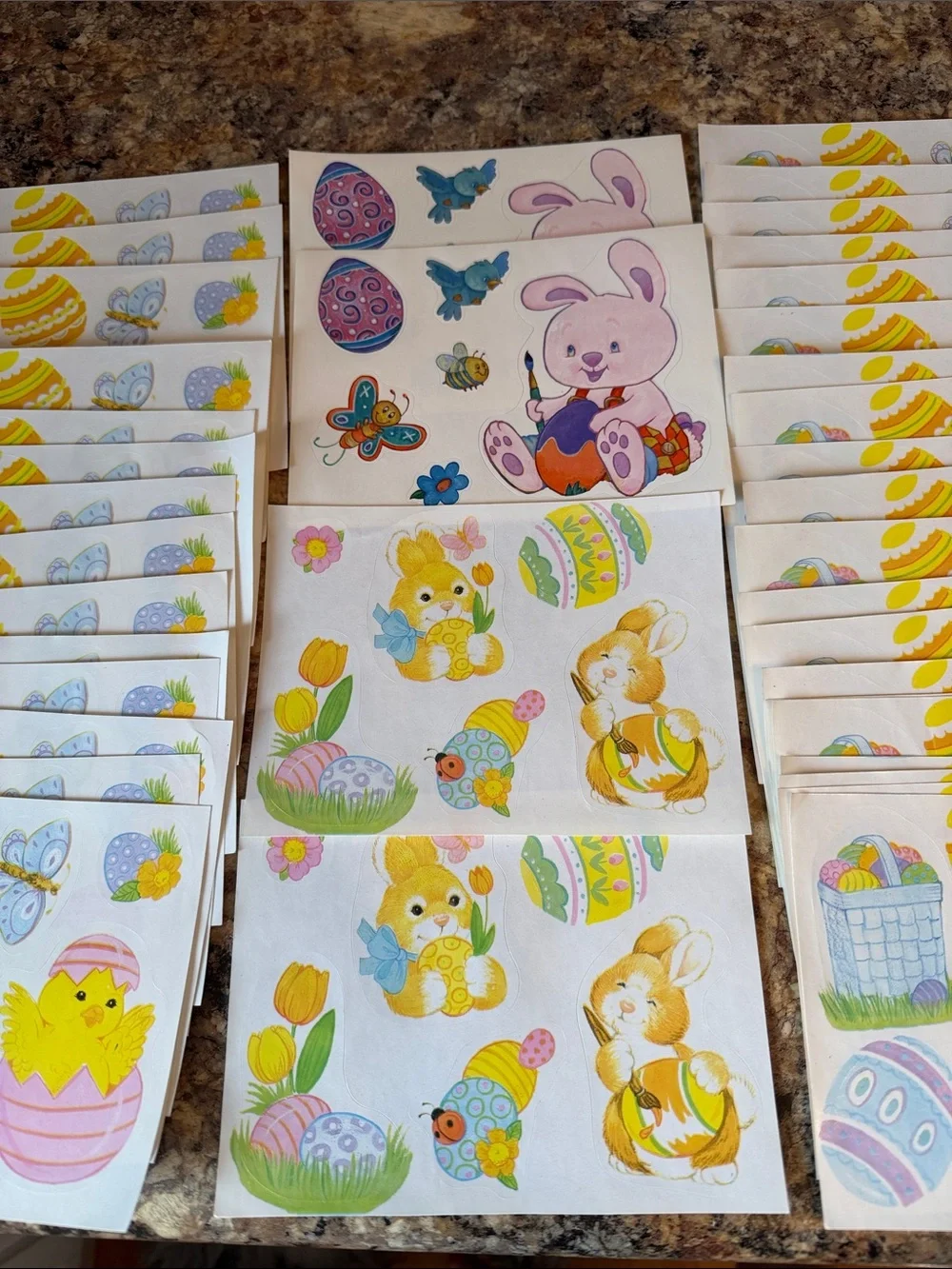 Vtg Easter/ Spring Sticker Lot of 55 Sheets